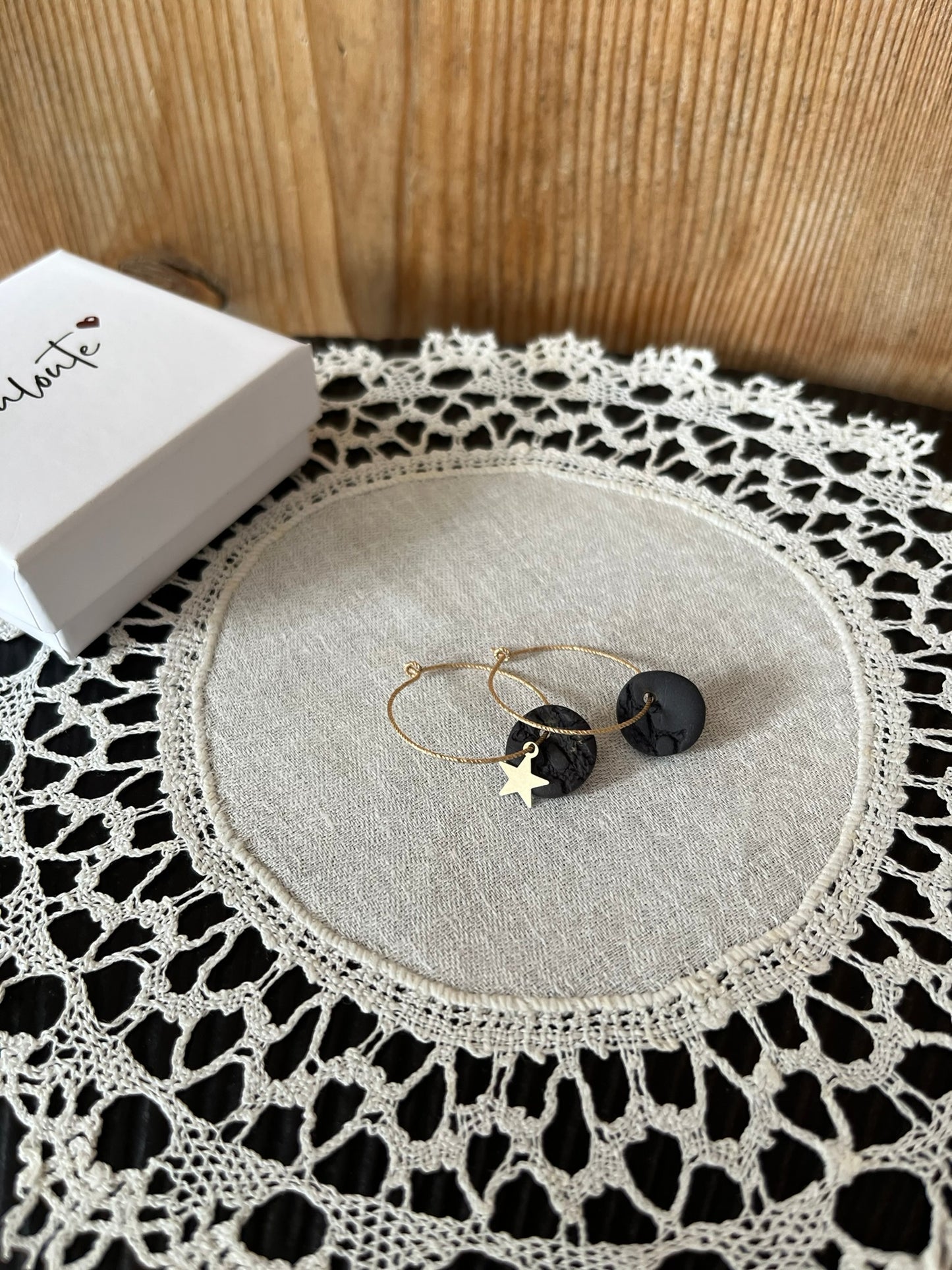 Boucles d'oreille Dentelle noire mate