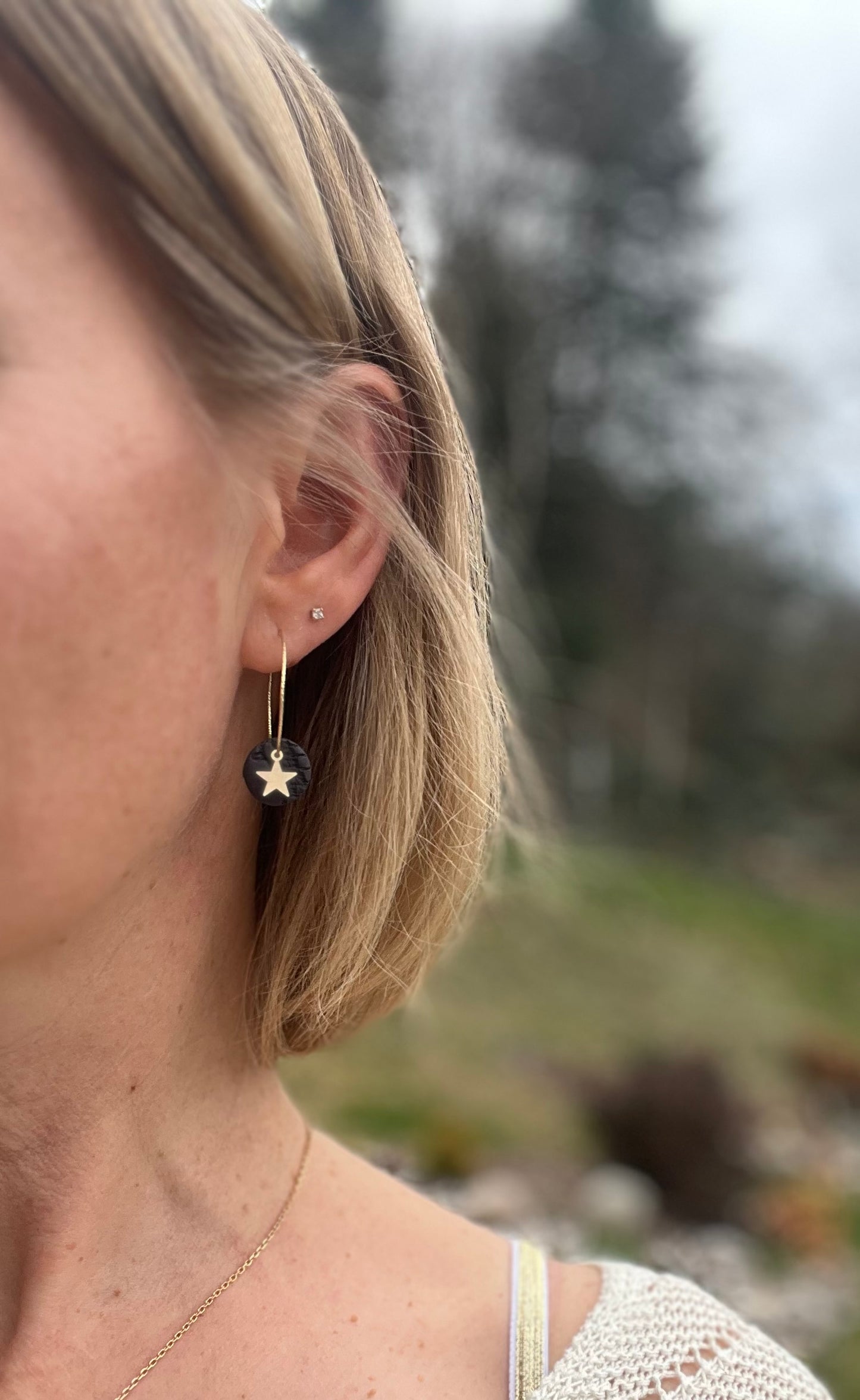 Boucles d'oreille Dentelle noire mate
