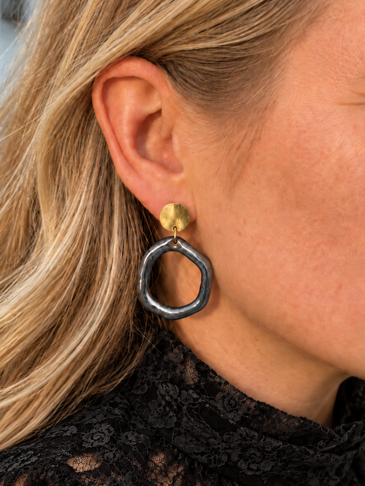 Boucles d'oreille céramique "Chic" nuances de noir