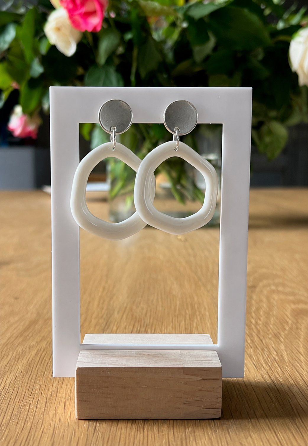 Boucles d'oreille céramique "Chic" blanches