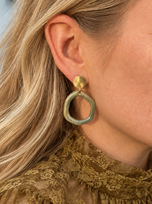 Boucles d'oreille en céramique "Chic" nuances de vert