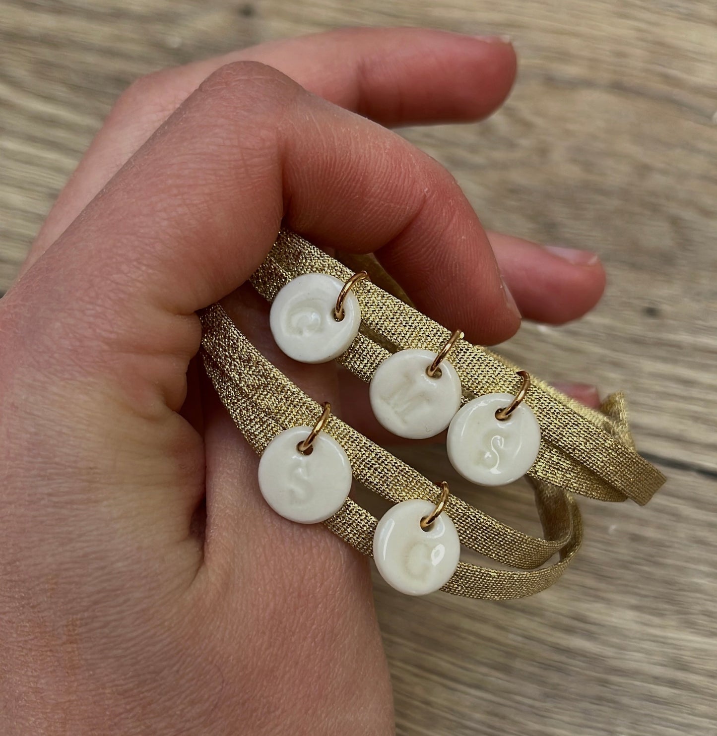 bracelet tissu doré personnalisable