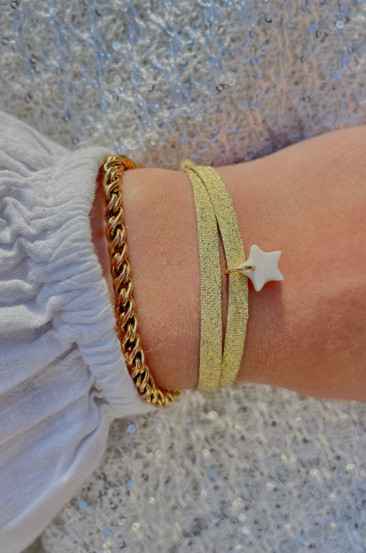 Bracelet doré étoile blanche
