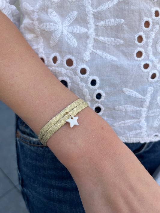 Bracelet doré étoile blanche
