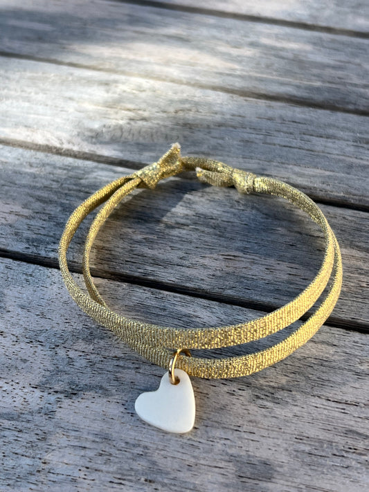 Bracelet doré coeur blanc