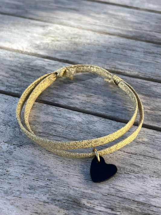 Bracelet doré coeur noir
