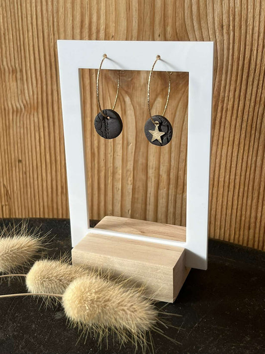 Boucles d'oreille Dentelle noire mate