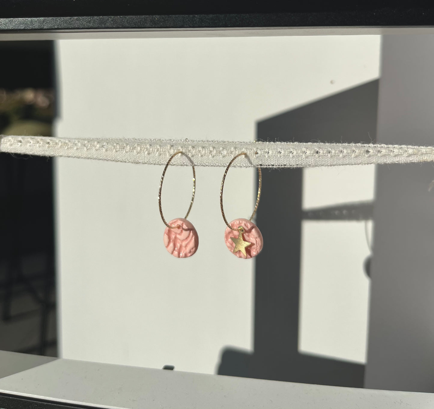 Boucles d'oreille Dentelle rose