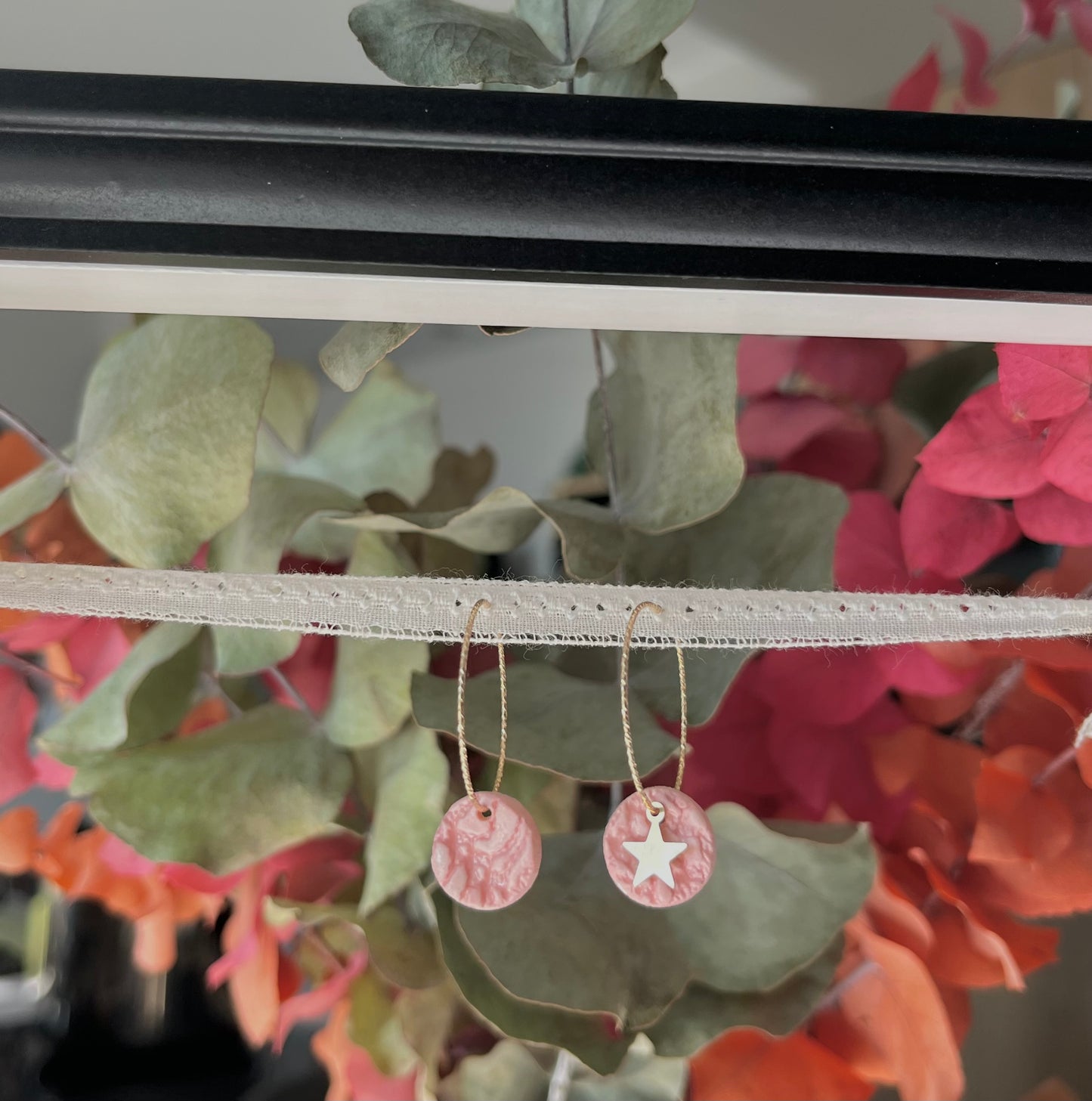 Boucles d'oreille Dentelle rose