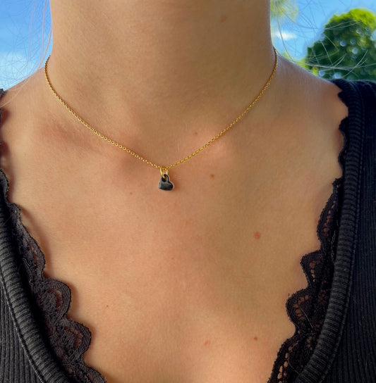Collier Ras du cou cœur noir