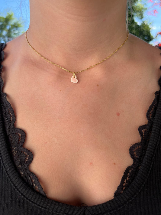Collier Ras du cou cœur rose
