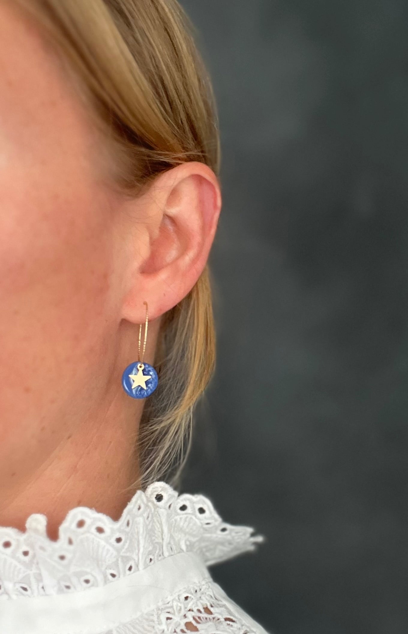 Boucles d'oreille Dentelle bleues