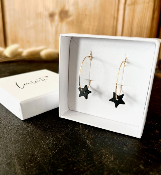 Boucles d'oreille étoiles noir mat