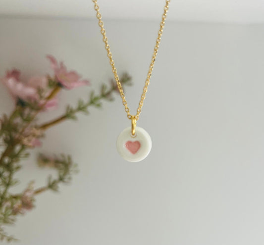Collier coeur rose pâle