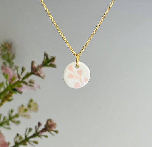 Collier branche rose pale