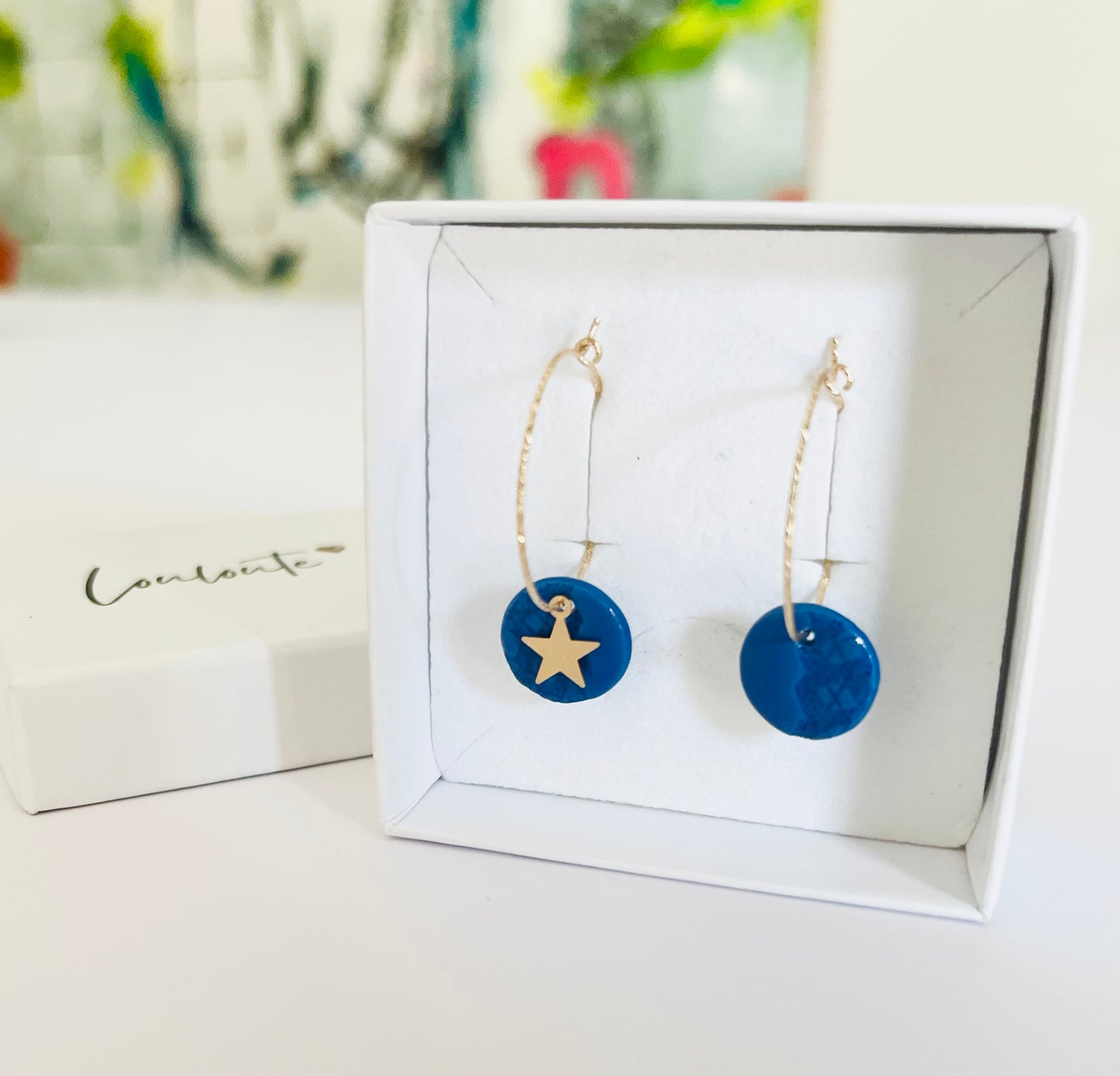 Boucles d'oreille Dentelle bleues