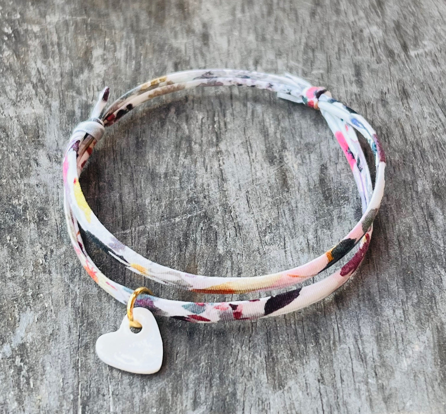 Bracelet tissu rose romantique