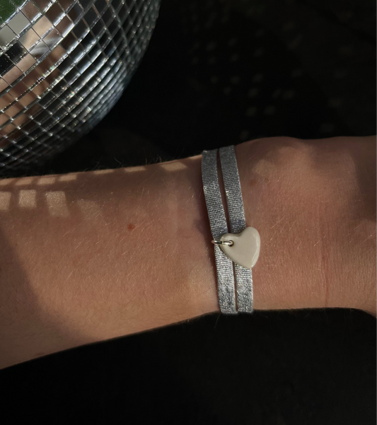 Bracelet argenté coeur blanc
