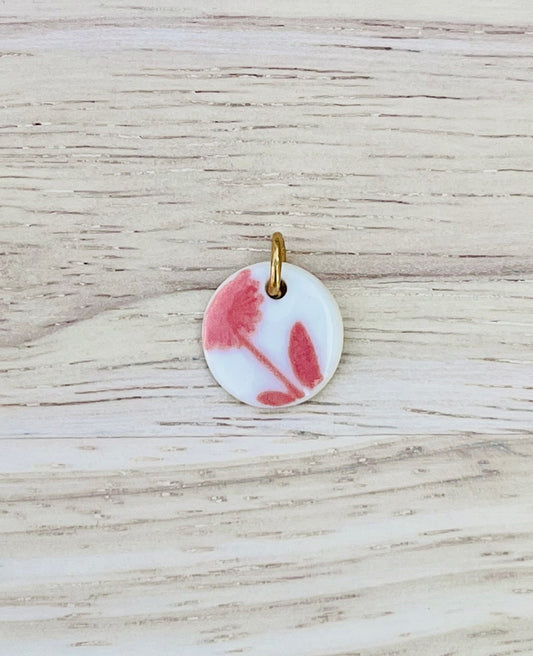 Pendentif Fleuri rose corail