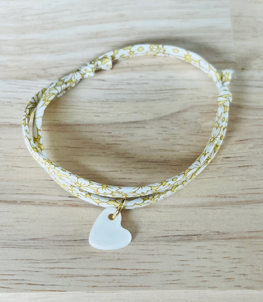 Bracelet tissu jaune doux
