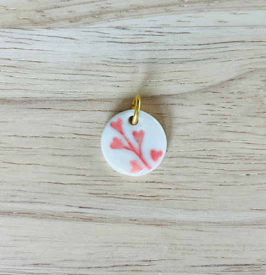 Pendentif branche rose corail