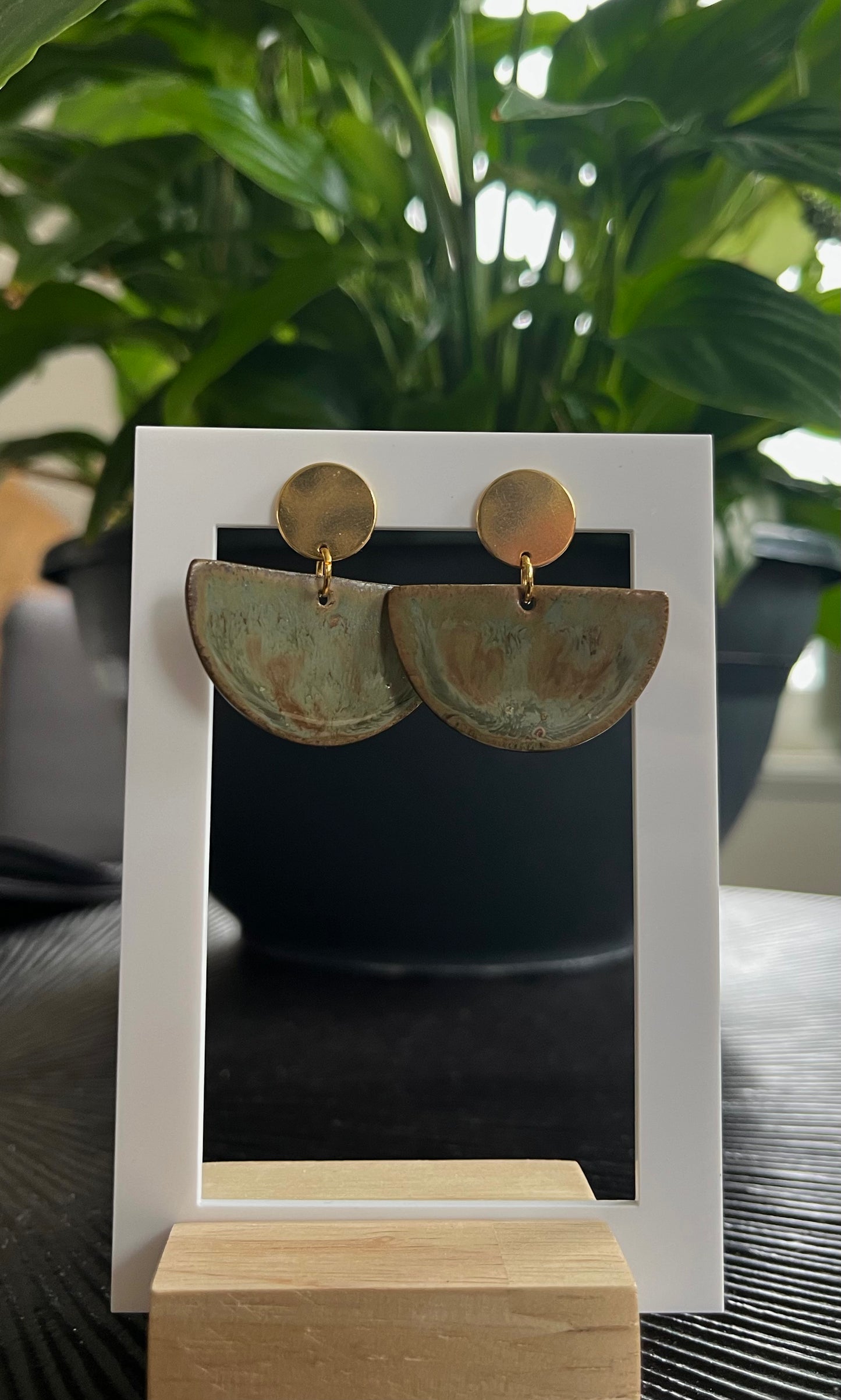 Boucles d'oreille Eclipse nuances de verts