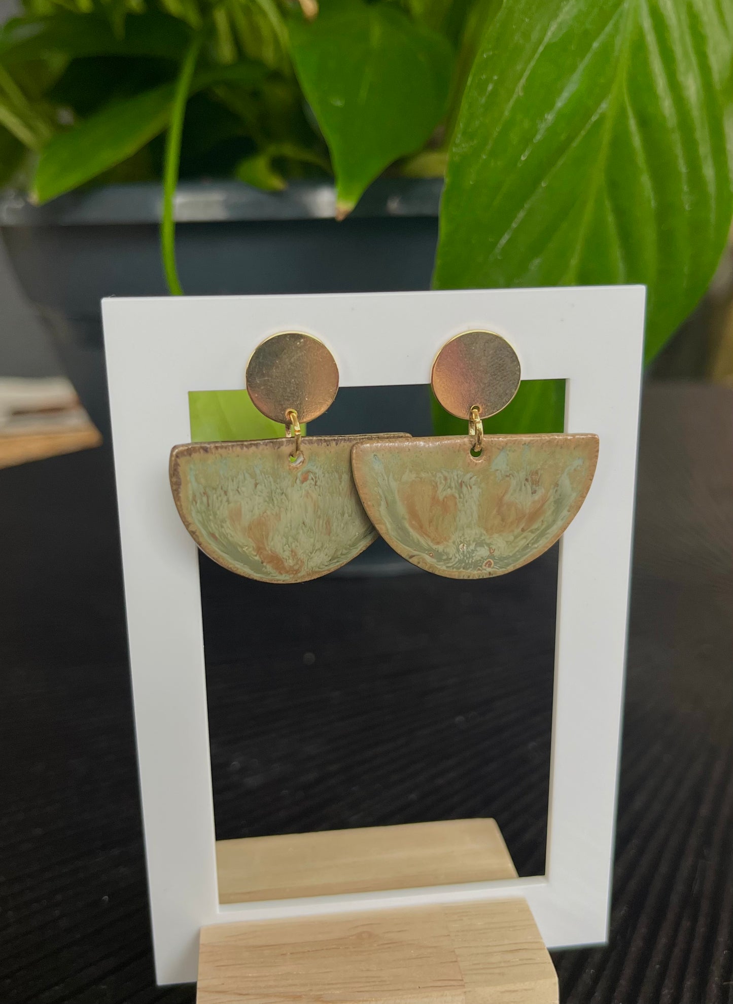 Boucles d'oreille Eclipse nuances de verts