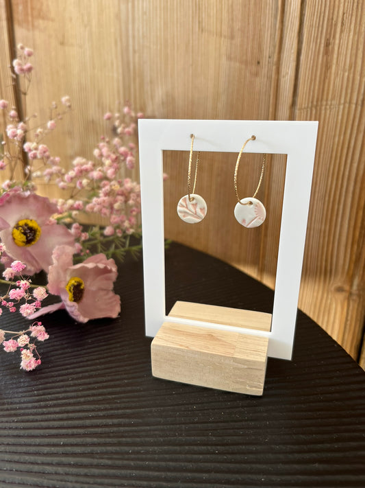 Boucles d'oreille fleurie rose